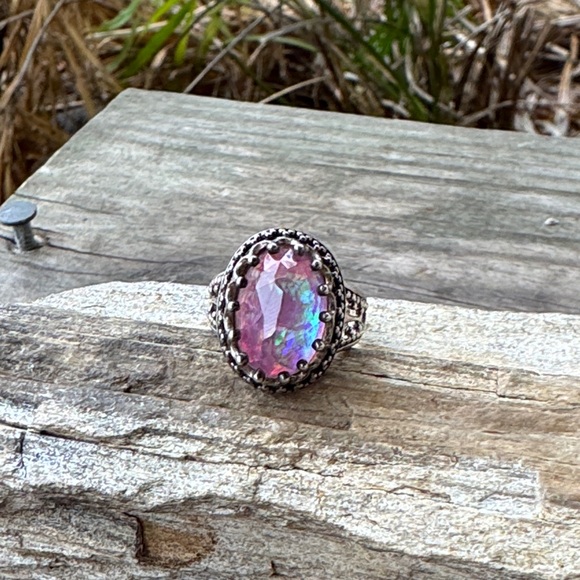 Sajen Jewelry - Sajen Sterling Silver Ring with Opal Glass